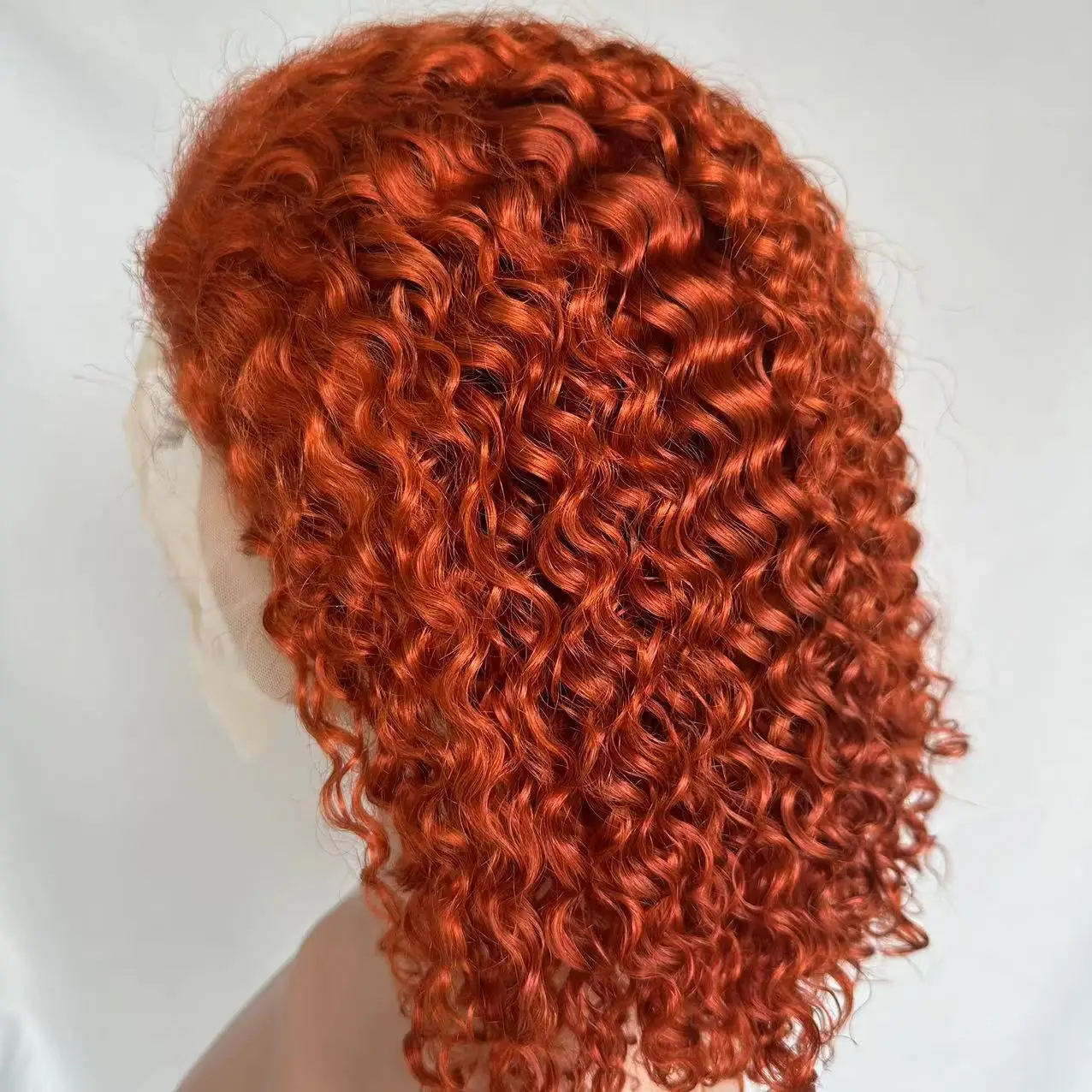 

MDL Remy Human Hair 13x4 HD Lace Front Frontal Short Jerry Curly Curl Bob Wig for Women Pre Pulcked Ginger Orange 350# Glueless