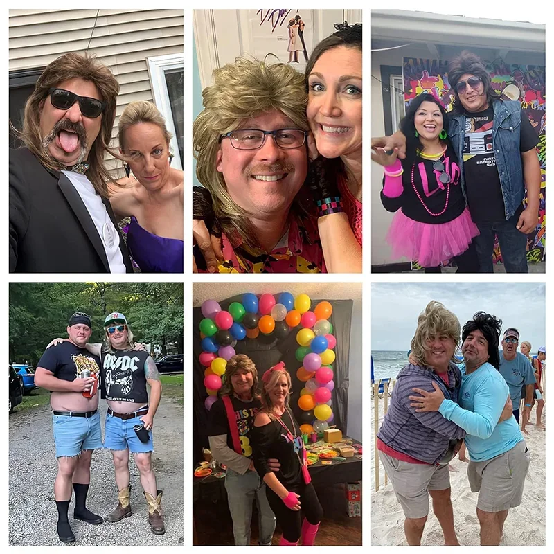 8 ألوان البوري الباروكات للرجال 70s 80s ازياء يتوهم حزب التبعي تأثيري Hallowmas الأداء شعر مستعار اصطناعي