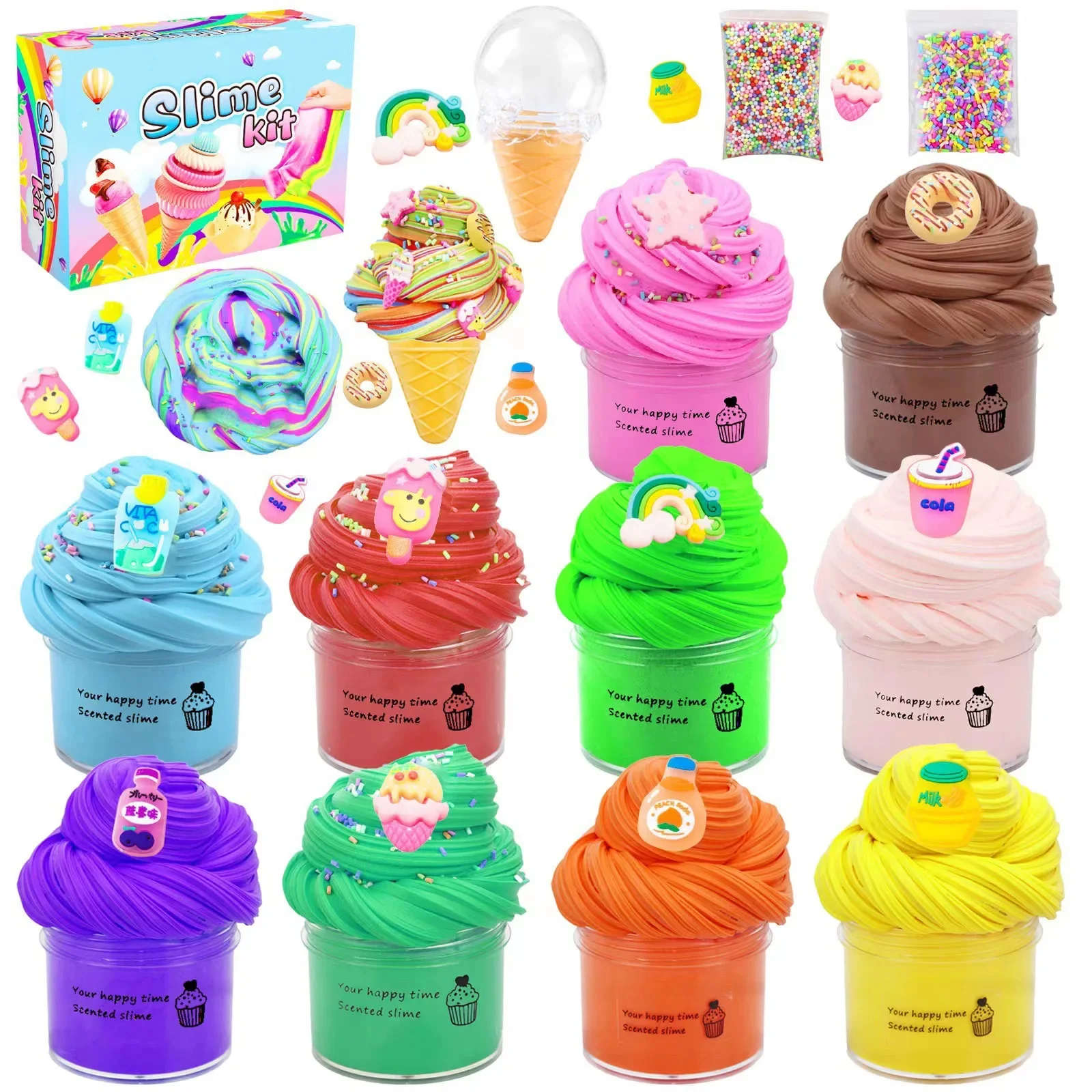 Kit de Slime de mantequilla para niños y niñas, 10 piezas, 50ml, DIY, Slime esponjoso, fiesta, juguetes educativos antiestrés, regalo de cumpleaños