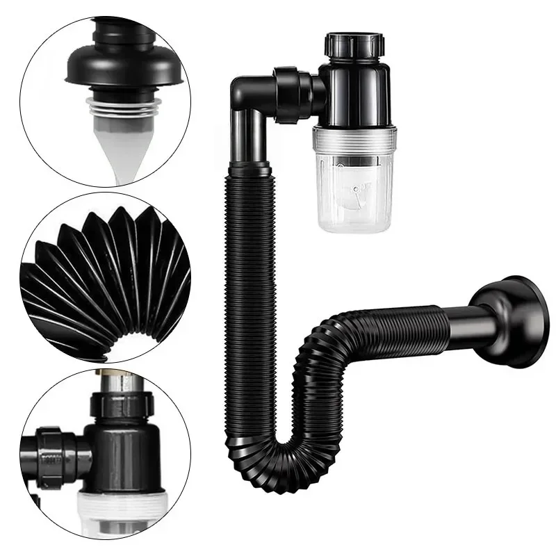 P-Trap Kitchen Sink Deodorant Set Launch Pipeline Deodorizing Filter Sink Strainer Hose Drain Pipe Plumbing Kitchen Accessories