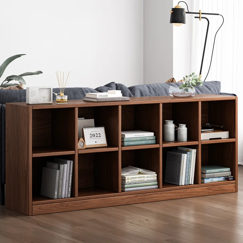 Solid Wood Low Bookcase Living Room Wall Shelf Floor Free Combination Grid Cabinet Home Bookshelf Locker Floor Cabinet