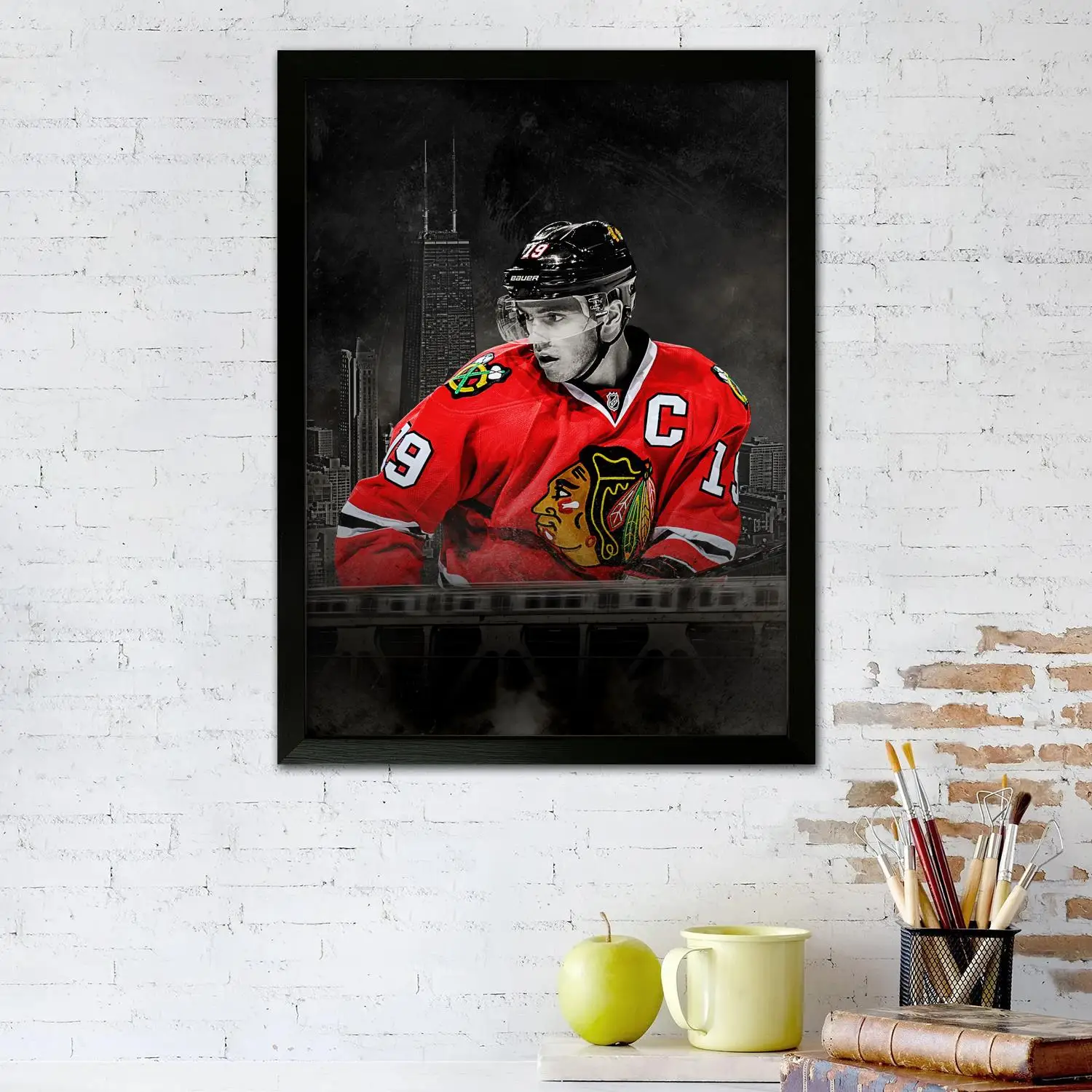 Blackhawks Mask Canvas Art Poster and Wall Art, Picture Print, Modern Family Bedroom Decor, Posters,Decorative painting