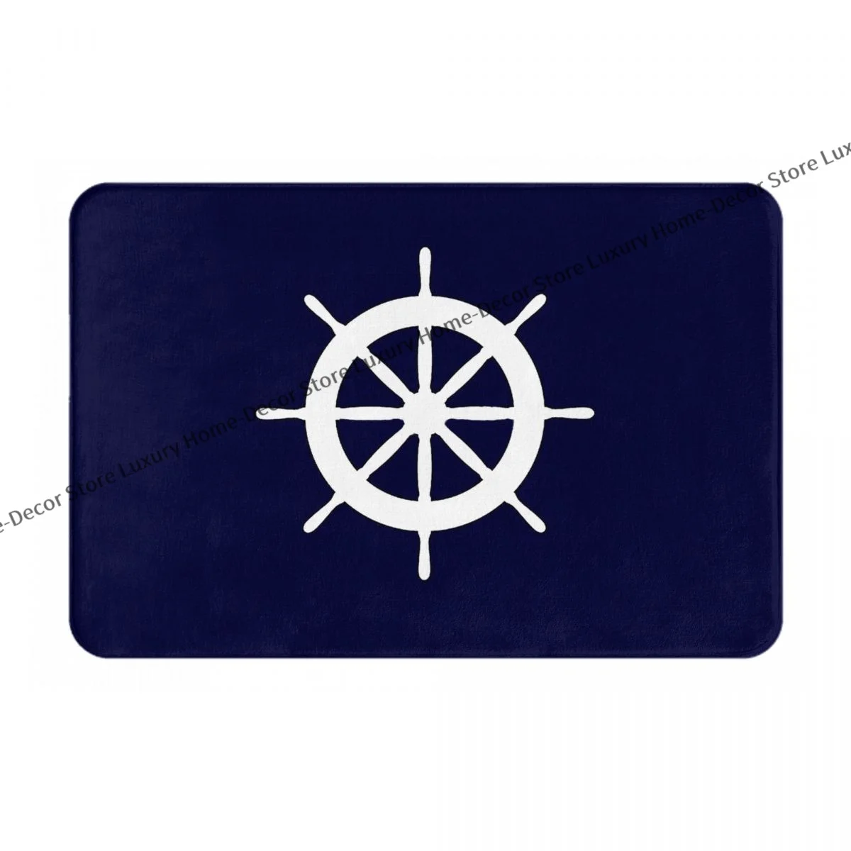 Non-slip Doormat Living Room Mat White Ship Steering Wheel On Navy Blue Hallway Carpet Entrance Door Rug Home Decorative