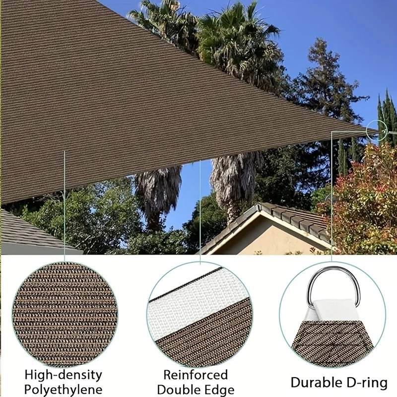 12X12X12ft Sun Shade Sail Curved Edge Outdoor Shade Canopy Mocha Breathable 95% UV Block Shade Cloth for Patio Garden Backyard