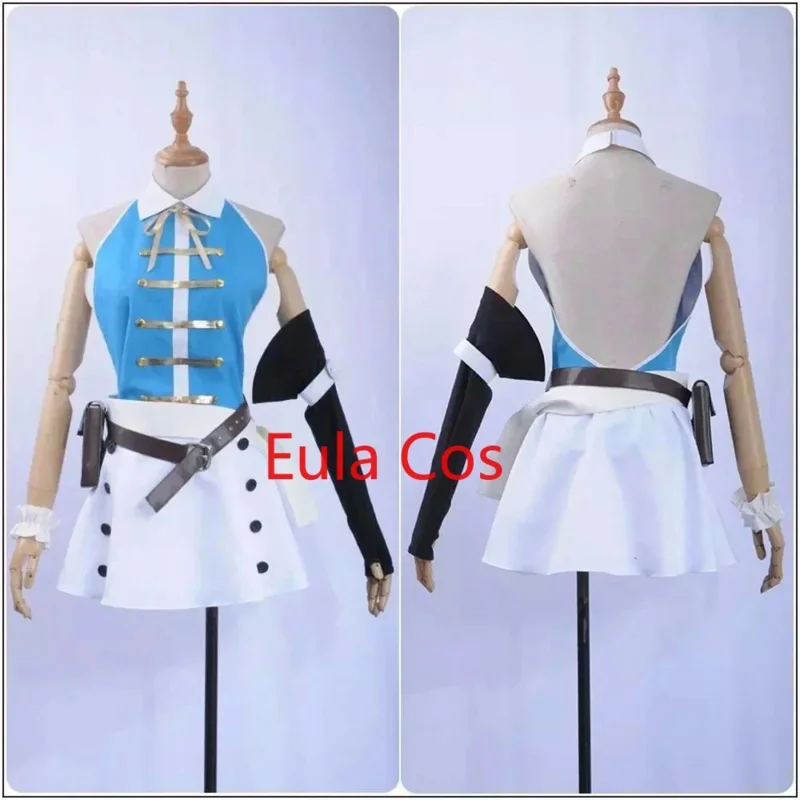 Anime Fairy Tail Cosplay Costume Lucy Heartfilia Sexy Open Back Top White Mini Skirt Bag Shoes for Women Halloween Custom Size