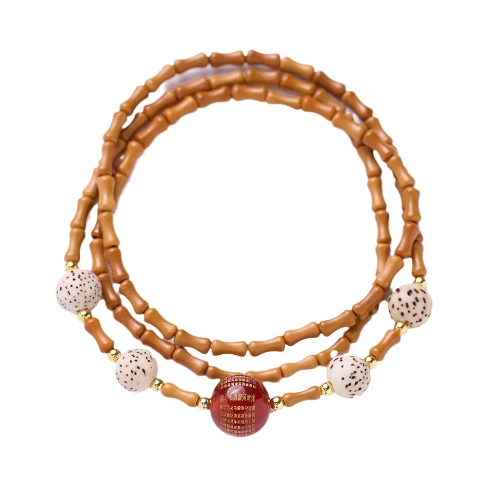 Nanhong Dream Bamboo Joint Olive Core Bracelet Star Moon Bodhi Red Agate Heart Sutra Three Circle Multi Treasure Bracelet