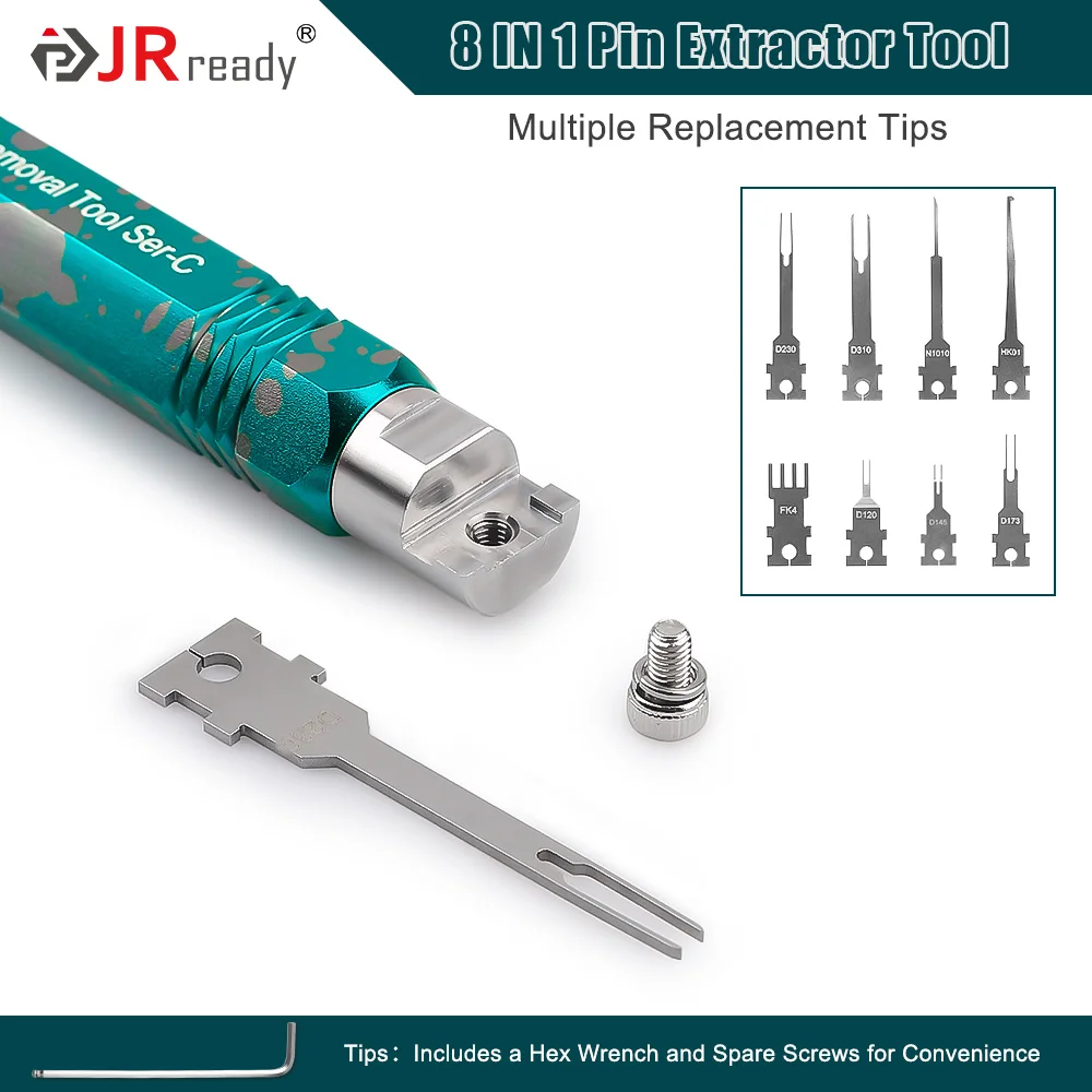 JRready ST5255 Electrical Pin Extractor Tool,Terminal Removal Tool Includes Replacement Tips,Suitable for AMP,Metri Pack,Molex