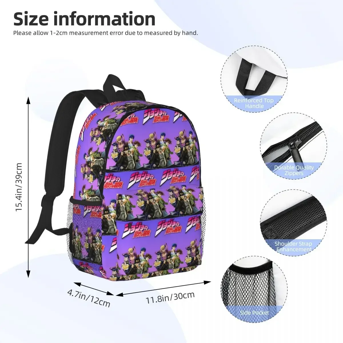 Jojo Bizarre Adventure Anime Cartoon Backpack Student Boys Girls BookBag Children School Bag Computer Shoulder Bag for Men Women