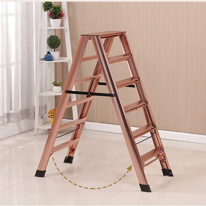 #Multifunctional Step Ladders Drying Rack Light Luxury Folding Telescopic Ladders Home Creative Aluminum Thickened Step Stools K