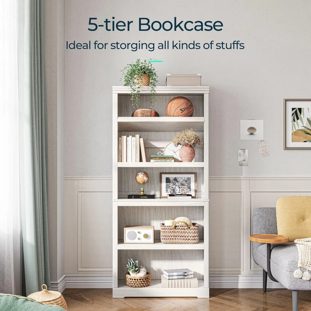 5-Shelf Bookcase, Bookshelves Floor Standing Display Storage Shelves 68 in Tall Bookcase Home Decor Furniture for Home Office