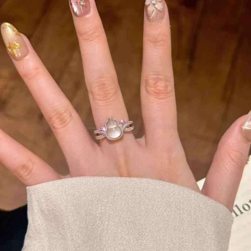 جديد الأزياء الصينية الخفيفة الفاخرة كامل الماس القرع حلقة مفتوحة شخصية المرأة بسيطة حلوة ذات قيمة عالية الشعور الراقية #4