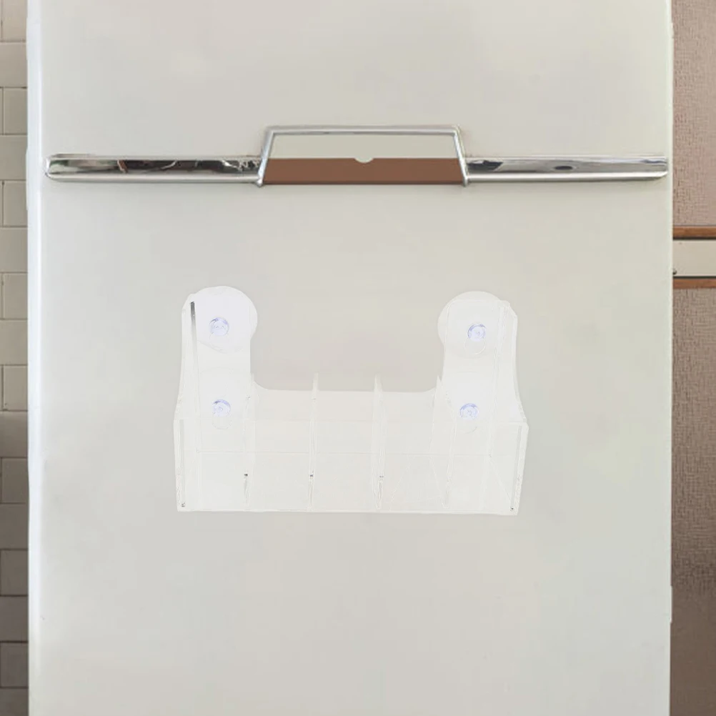 2 Stuks Zuignap Drank Rack Organizer Helder Acryl Koelkast Opslag Plank 5 Compartimenten Houdt Kruidenpotjes Olijfolie Flessen