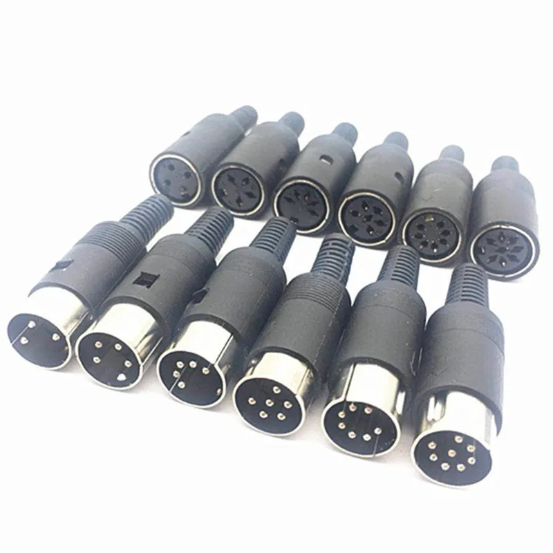 6pcs DIN Female Jack Cable Connector 6 Pin