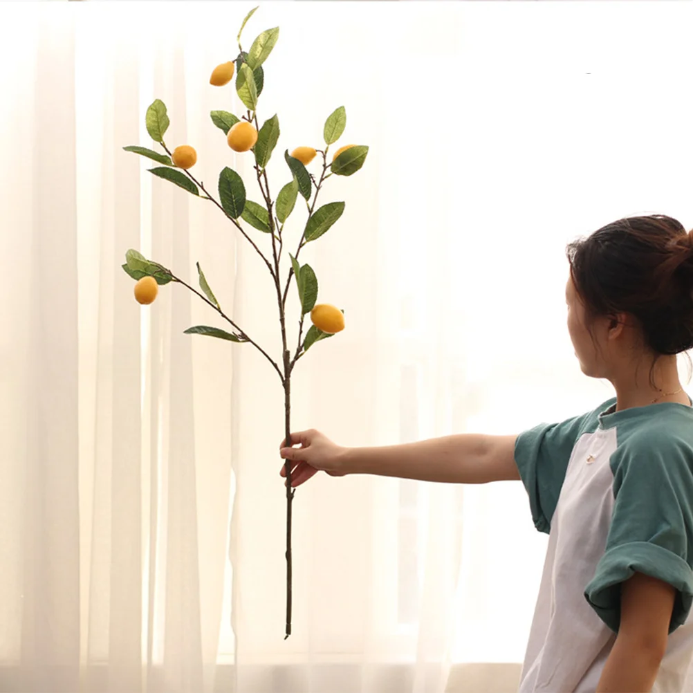 

1Pcs Simulated Lemon Branches Imitation Yellow Plastic Fruit Ornament Realistic Decoration for Home Cafe Wedding Party