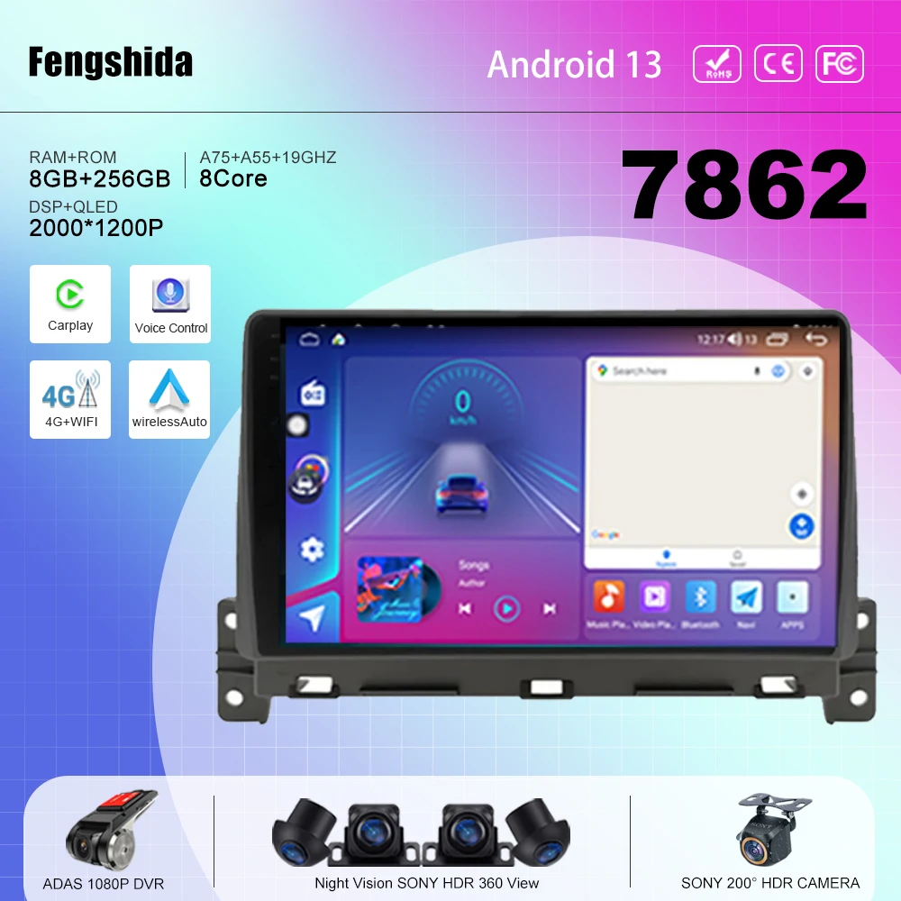 7862 CPU Android 13 For Great Wall Wingle 7 2018-2021 car radio Stereo head multimedia player navigation  No 2din DVD 5G WIFI BT