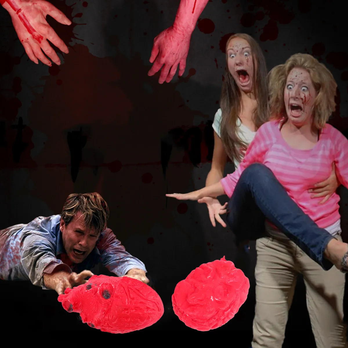 

2 шт. Реалистичные страшные декорации в виде мозга и сердца для Хэллоуина, розыгрышей, вечеринок в доме с привидениями, создания жуткой атмосферы в помещении