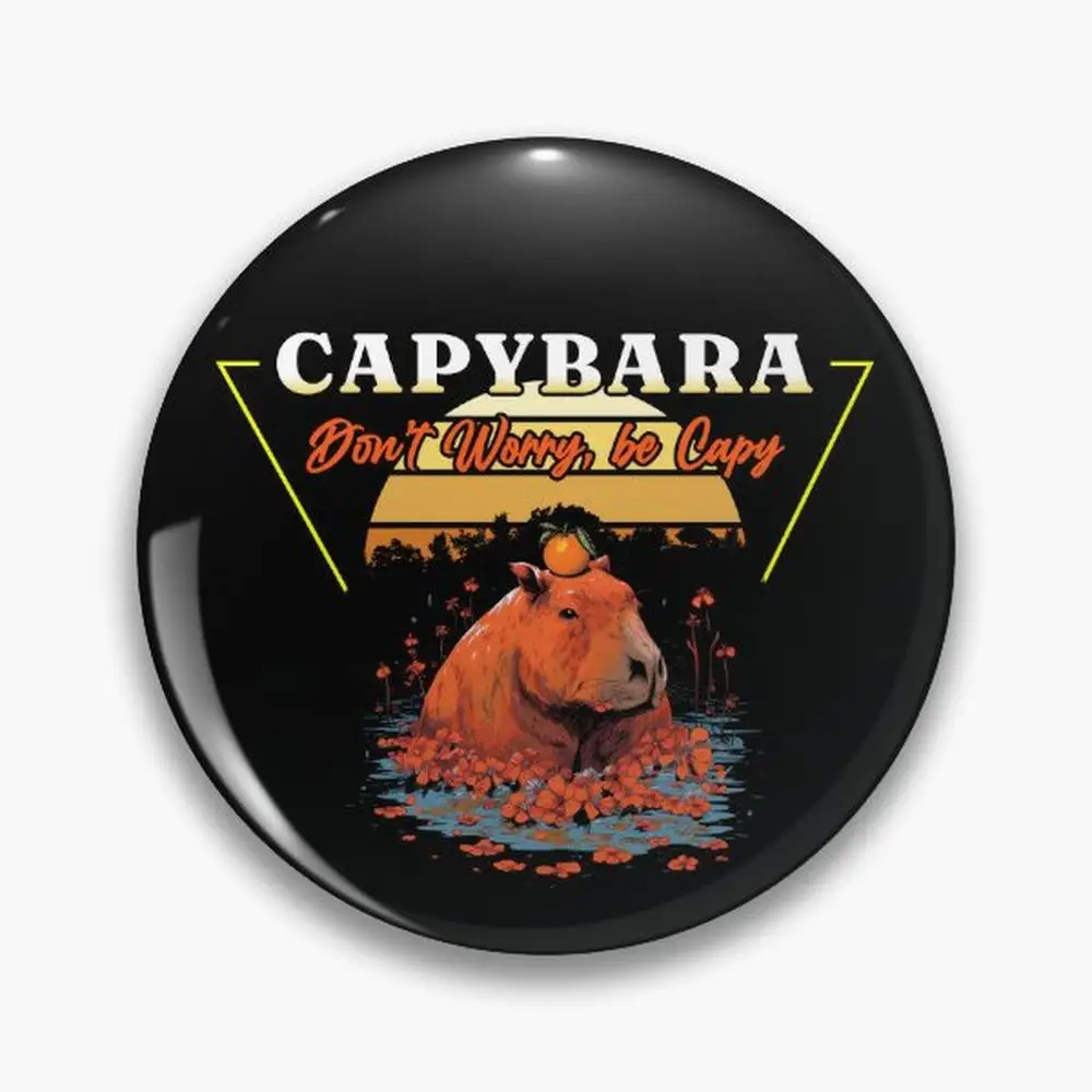 Capybara Retro Vintage 80s Vaporwave Aesthetic Style, Capy Pin Buttons Brooches  Jewelry Accessory Customize Brooch Fashion L