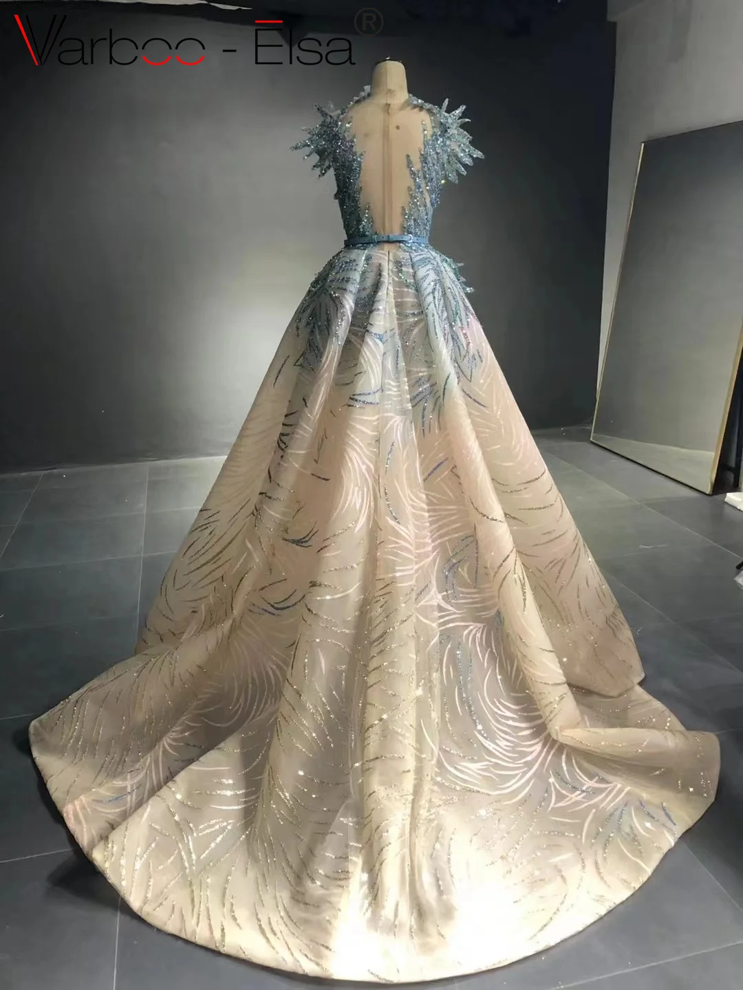 Varboo_Elsa Arabic Formal Prom Dresses Blue Robe De Soiree Sparkle Glitter  Sequined Evening Dresses Long 2022 Ball Gown Princess - AliExpress 320