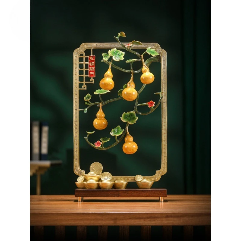 Wufu Linmen brass gourd ornament home living room wine cabinet decoration