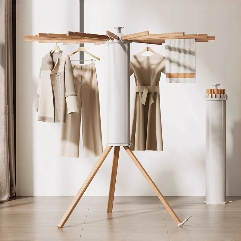 Wooden Portable Octopus Style Clothes Garment Rack Stand Collapsible Laundry Clothing Drying Rack