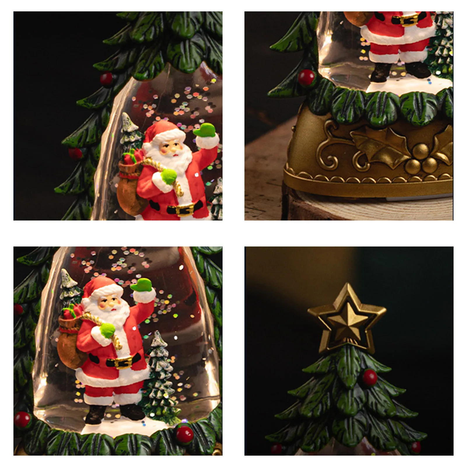 Snow Globe albero di natale Figurine babbo natale decorazioni Glitter lanterna per regalo di natale e capodanno