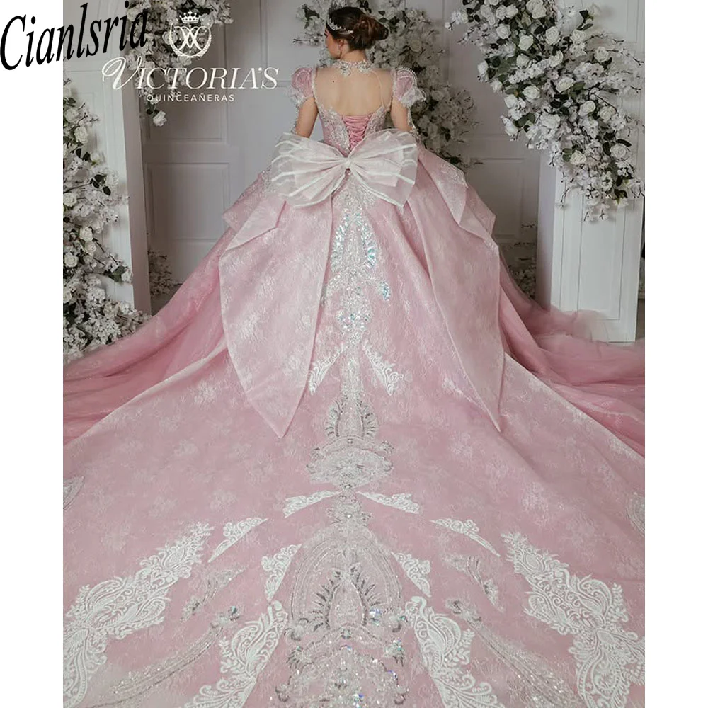 

Розовые бальные платья Quinceanera Платья для 15-летних леди Вечернее платье с блестками и бусинами с открытыми плечами по индивидуальному заказу