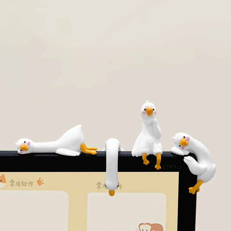 Decoración de animales de dibujos animados de resina para escritorio, salpicadero de coche, Monitor de TV, Idea de regalo, estatuilla de pato 3D bonita, Mini adorno de pato de resina juguetón