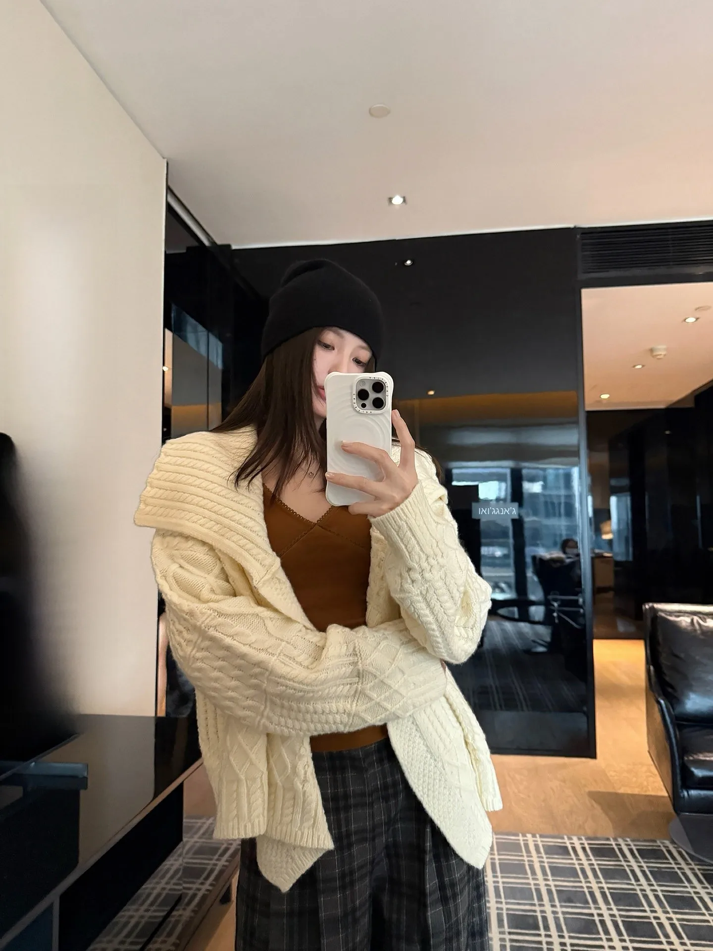 

NingSi Women's Open Cardigan Sweater Large Collar Loose Knitted Slimming Design Autumn Winter Casual Style Long Sleeve Top