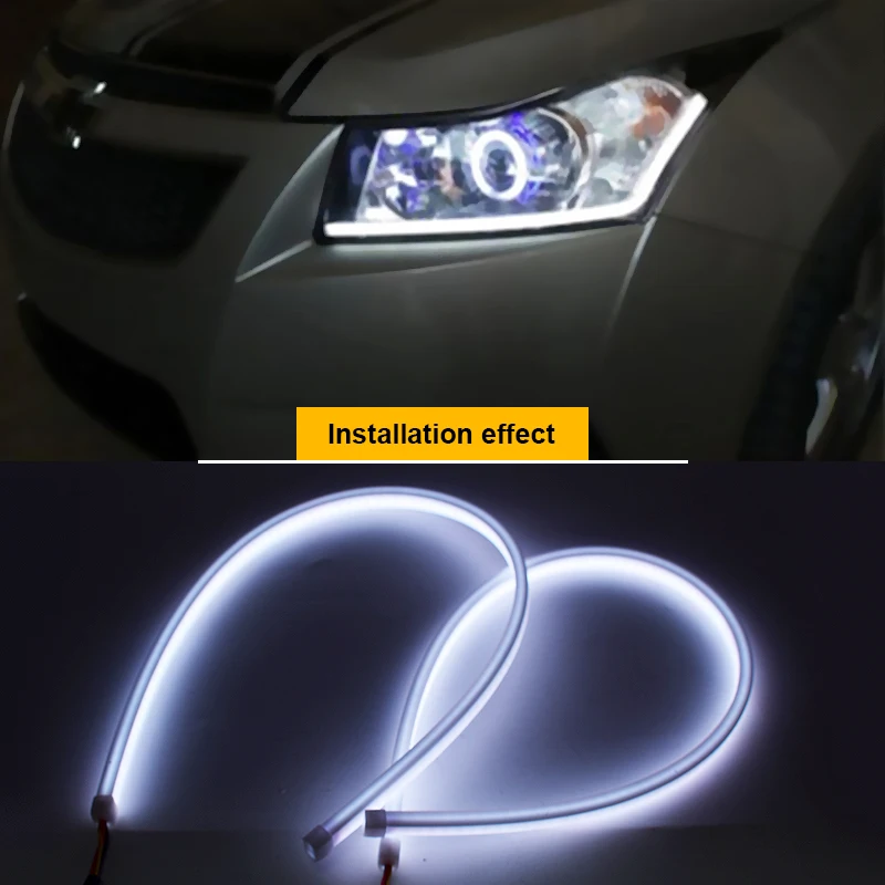 2 Stuks 30Cm 45Cm 60Cm Rgb Stromende Drl Led Strip Richtingaanwijzer Lamp App Remote Muti Mode Led Dagrijverlichting Voor Auto Koplamp