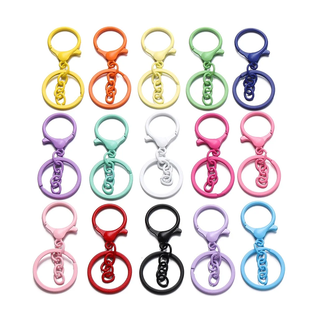 5/10/20/50Pcs/Lot Colorful 30mm Keyring Lobster Clasp Hook Connectors for DIY Keychain Connector Key Ring Jewelry Making
