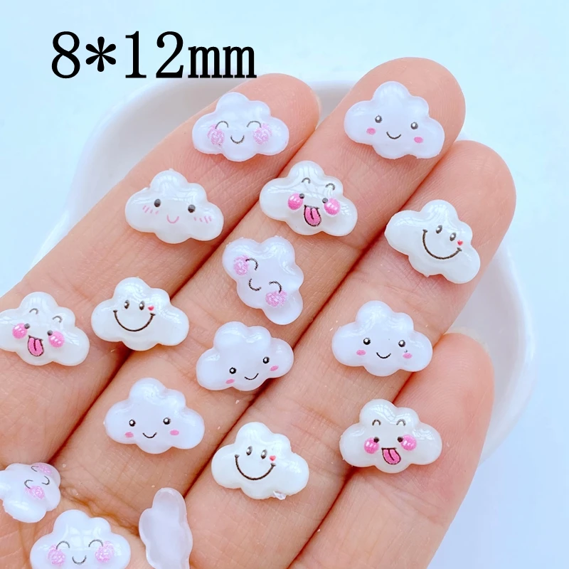 50pcs New Cute Resin 8*12mm Mini Cloud Flat Back Figurines DIY Wedding Scrapbook Manicure Accessories