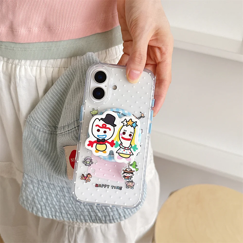 Étui de téléphone antichoc avec support motif clown de cirque vintage et pois, pour iPhone 17 16 15 Pro Max