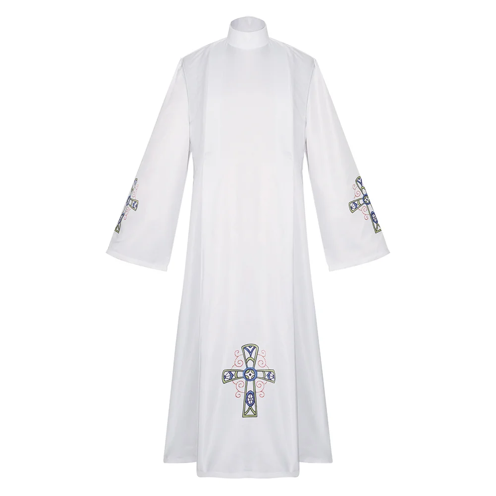 Volwassen Retro Priester Cosplay Pastor Kostuum Middeleeuwse Fantasie Mannen Mantel Uniform Jas Outfits Halloween Carnaval Feestpak