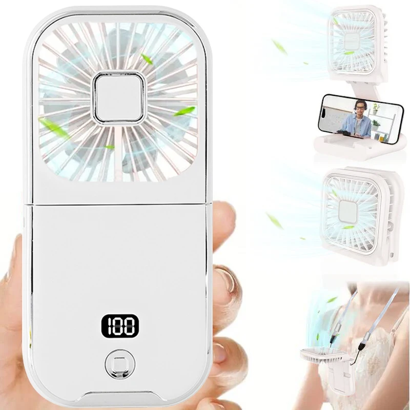 USB-Ladeventilator mit langer Akkulaufzeit, tragbarer Mini-Ventilator, ultradünner, faltbarer Nackenventilator, geeignet für Outdoor, Reisen und Sport