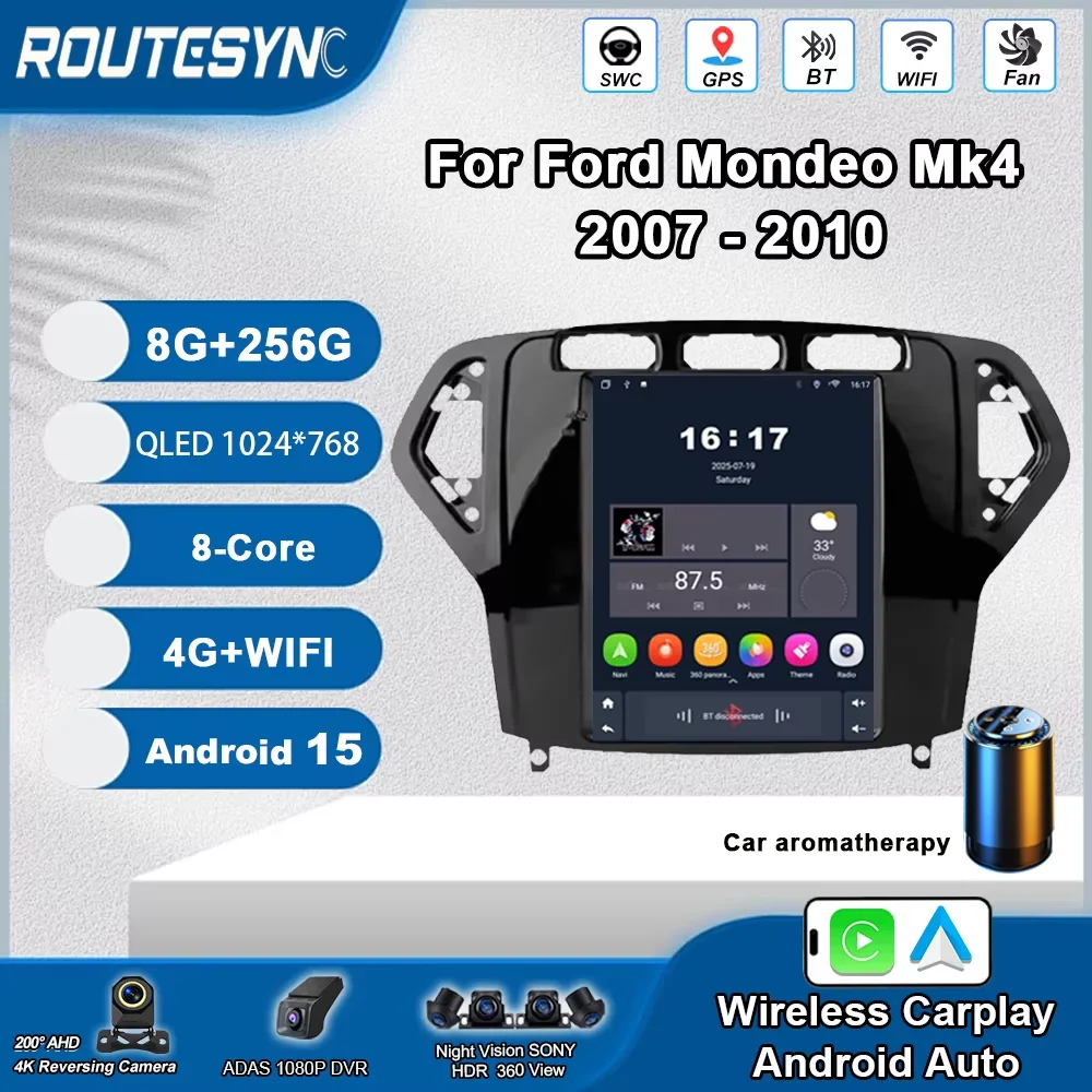 

9,7-дюймовый Android 15 для Ford Mondeo Mk4 2007-2010 Авто Carplay Мультимедийный видеоплеер GPS-навигация Авто Радио без 2din DVD