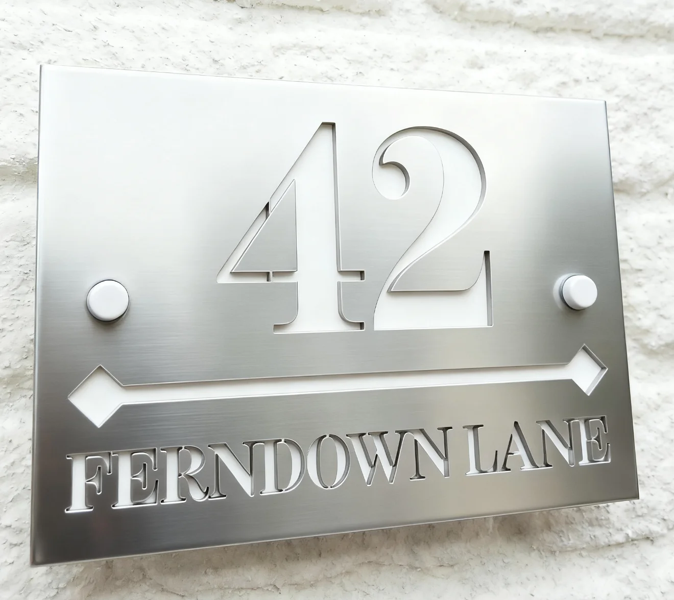 علامة رقم المنزل المخصصة تصميم خط الماس الخلفي مرآة مع لوحة المواجهة، هدية منزلية جديدة، علامة العنوان