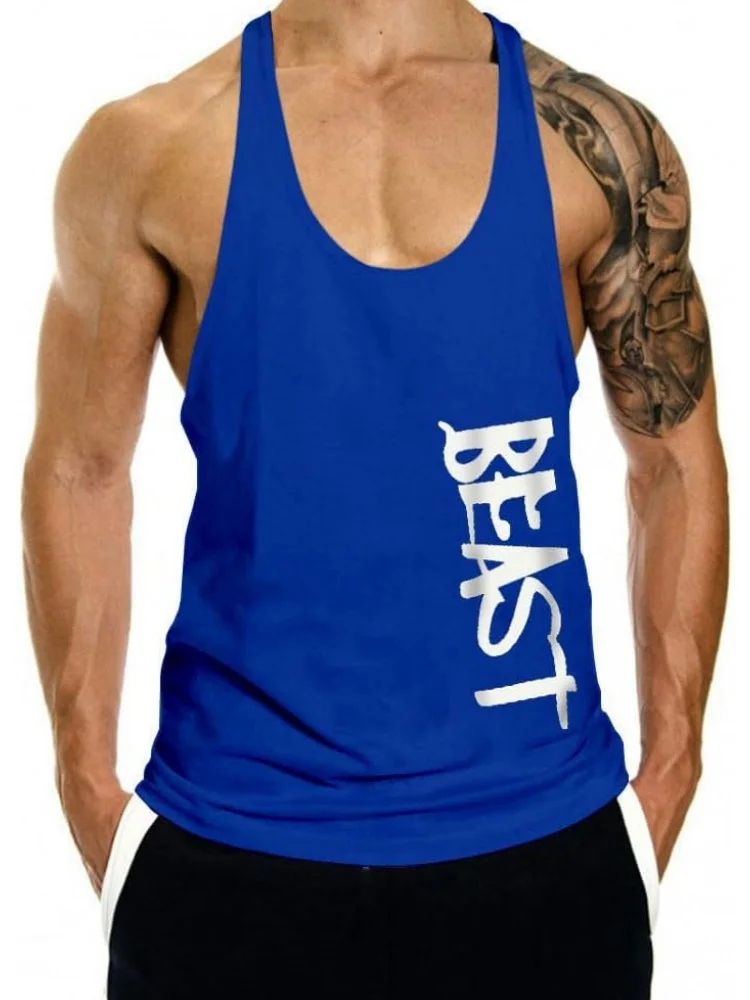 

3D Letter Print Men's Sports Tank Tops Summer Loose Gym Fitness Sleeveless Clothes Outdoor Daily Running Fashion Breathable Top