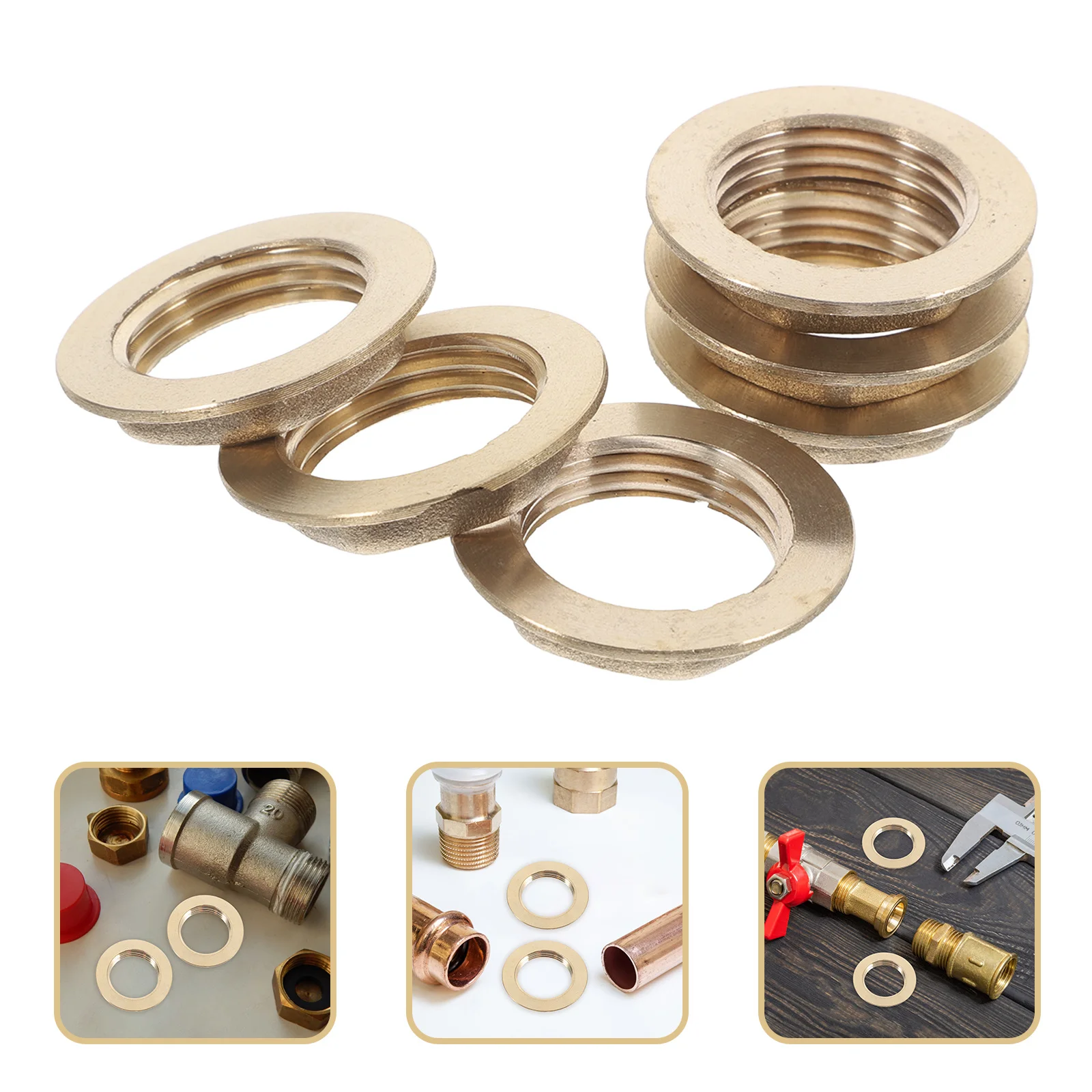 

6pcs Hex Lock Nut Brass Thread Pipe Fitting Female Locking Nuts Nut Inserts High Pressure Sealing For Bathroom Water Tank Air