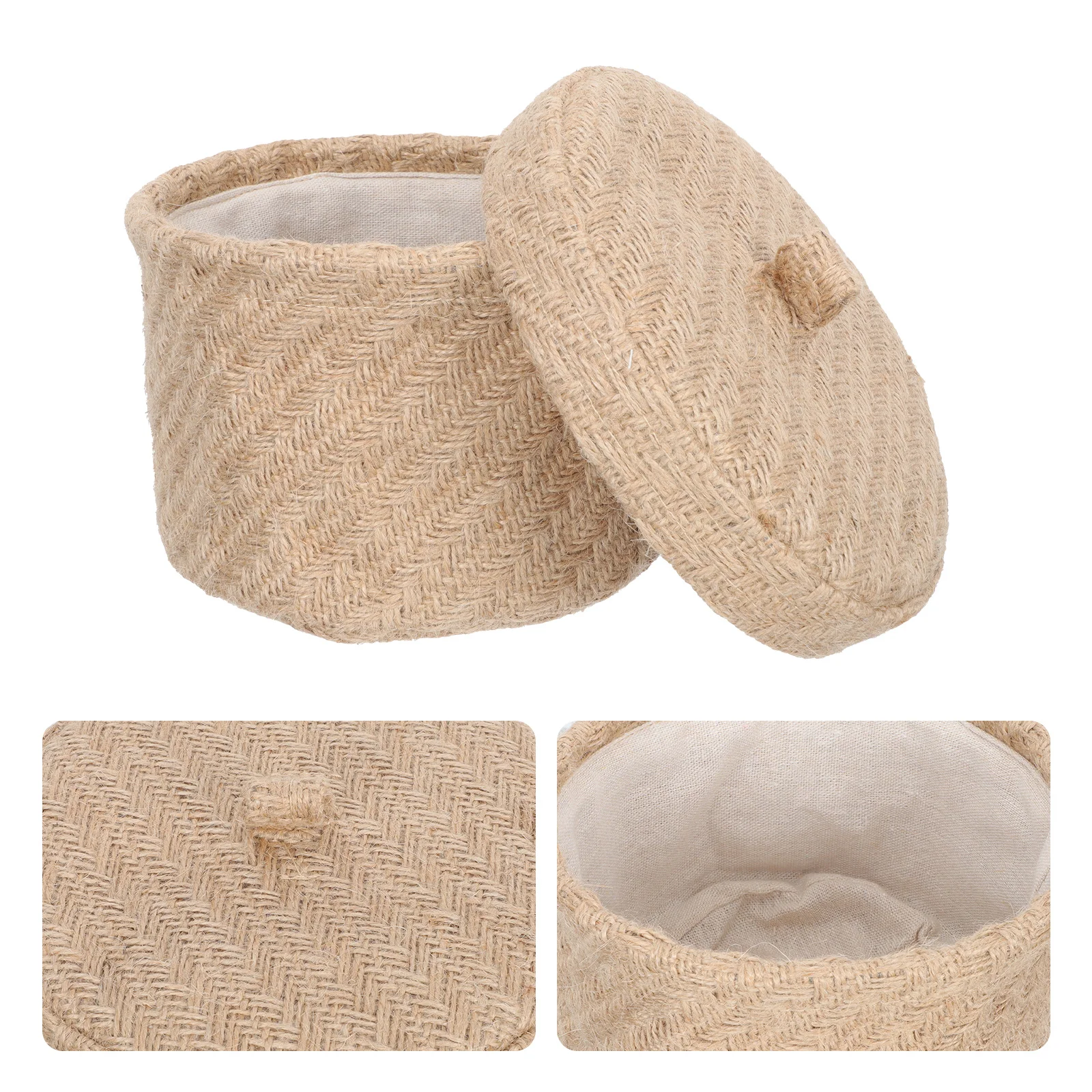 

Decorative Desktop Storage Basket for Cosmetics and Snacks Sundries Organizer Basket with Cover Home Furnishing Woven Container