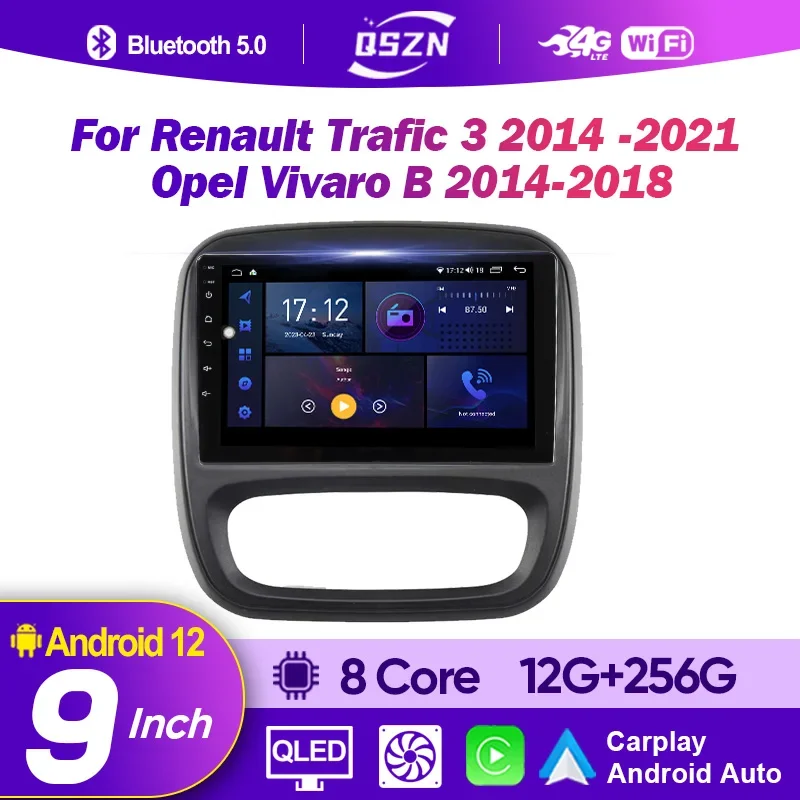 

QSZN Car Radio For Renault Trafic 3 2014 - 2021 Opel Vivaro B 2014 - 2018 Car Multimedia Radio Player 2Din Android Auto Carplay