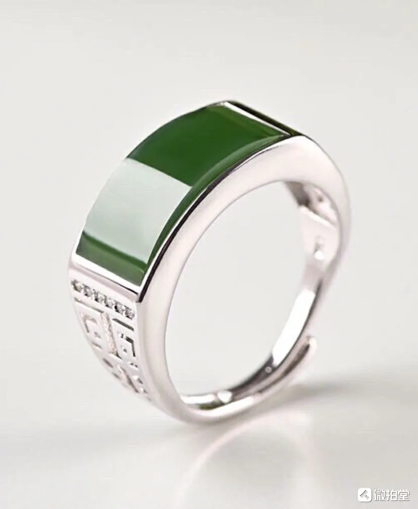 Bague en argent regardé 925 avec pierre porte-bonheur pour hommes et femmes, jade naturel Hetian, véritable vert, matiques de couple, bijoux, 01