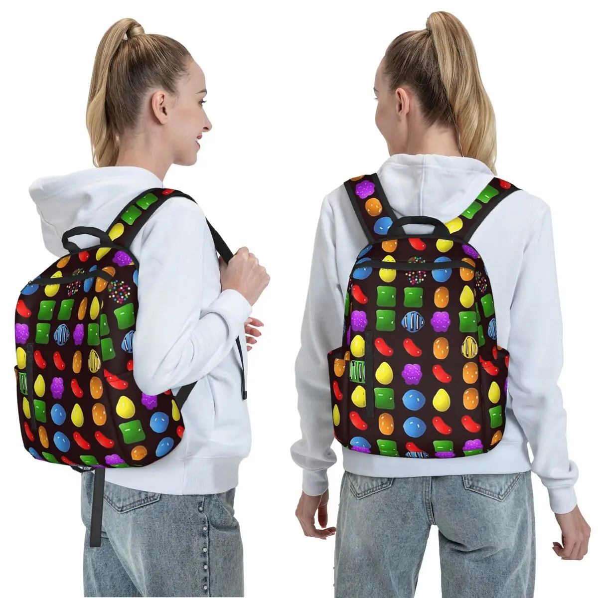 New Candy Crush Saga Backpack Daypack Large Capacity Children BookBag School Bag Shoulder Bags for Men Women