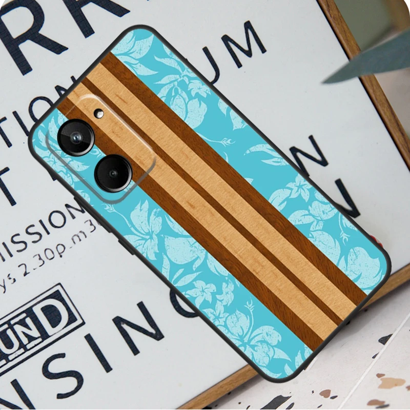 Beach Hawaiian Faux Koa Wood For Realme 12 11 10 9 Pro Plus GT5 GT Neo 6 C55 C53 C51 C35 C33 C30 C25s C21Y C31 C67 Case