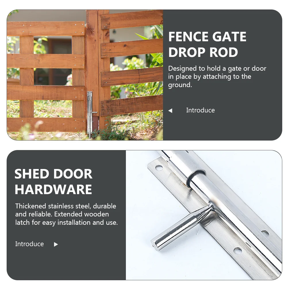 Thickened Stainless Steel Floor Latch Door Extended Wooden Welded Iron Surface Lock Gate Hardware French Barn Bolt Shed Barrel