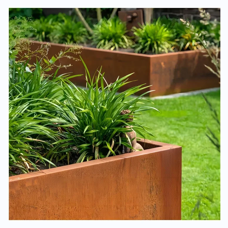 garden landscaping outdoor large metal planter box corten steel raised garden beds steel rectangle planters