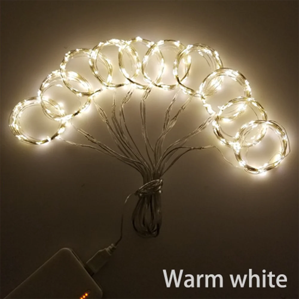 Warm White Smart USB Remote Control 3*3M 8 Mode Copper Wire Curtain Light Decoration Christmas Celebration Atmosphere Light