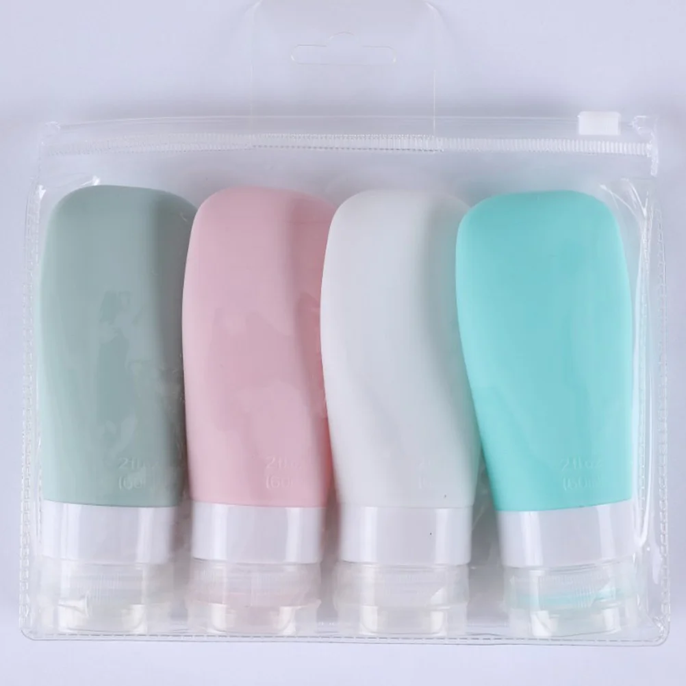 

4Pcs 60Ml Travel Bottle Set Portable Silicone Empty Lotion Containers for Shampoo Makeup Remover Daily Use