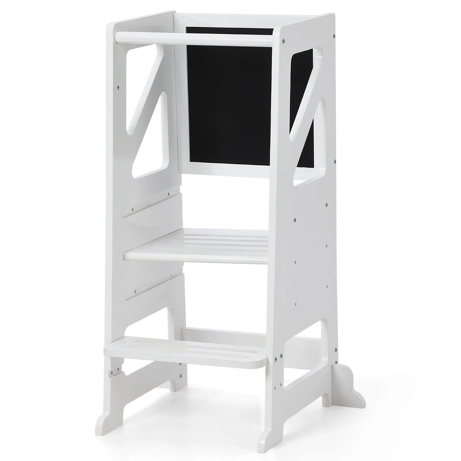 

Toddler Tower with Chalkboard & Whiteboard, Learning Tower with Adjustable Height and Anti-Slip Protection, Wooden Step Stools