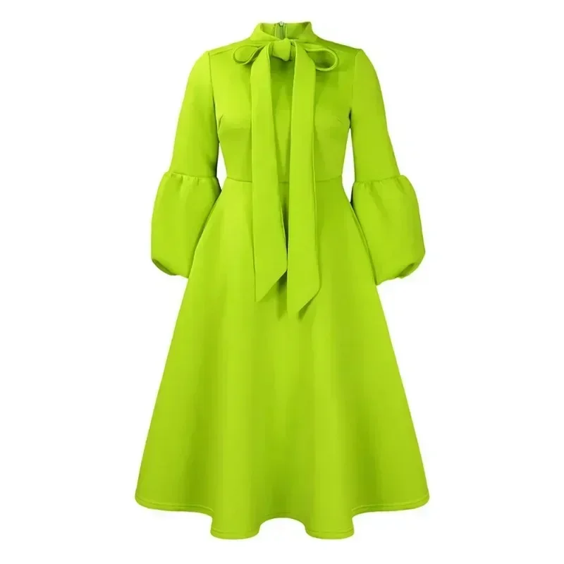 2024 afrikanische Party Abendkleider für Frauen Herbst Afrikanische Lange Laterne Ärmel Einfarbig Langes Kleid Dashiki Afrikanische Kleidung