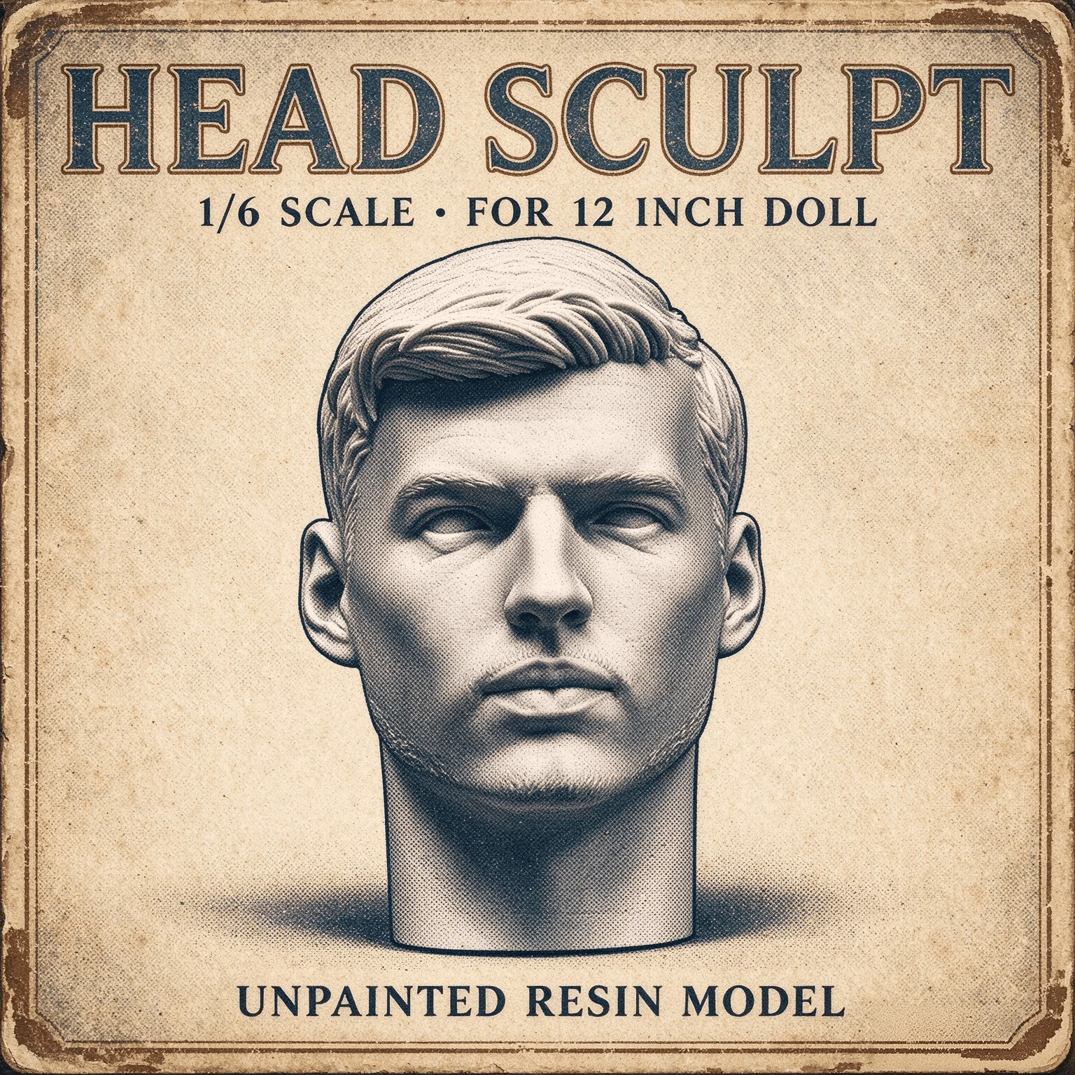 1/6 Scale Male Head Sculpt, Unpainted Resin Model Head for 12 Inch Action Figure and Doll Customization